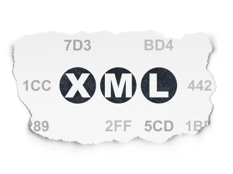 Database concept: Xml on Torn Paper background 库存插图
