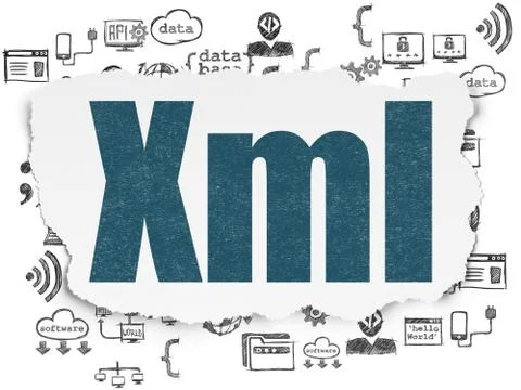 Database concept: Xml on Torn Paper background Illustration