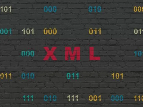 Database concept: Xml on wall background Illustrazione stock