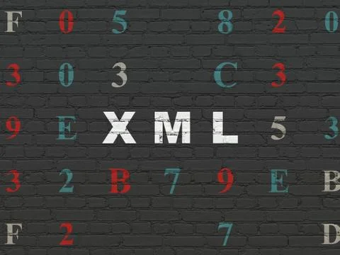 Database concept: Xml on wall background 库存插图