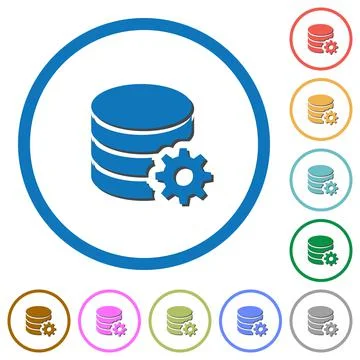 Database configuration icons with shadows and outlines イラスト素材