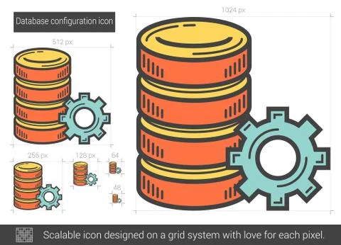 Database configuration line icon Illustrazione stock