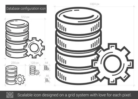 Database configuration line icon Illustrazione stock