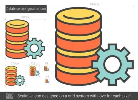 Database configuration line icon Illustrazione stock