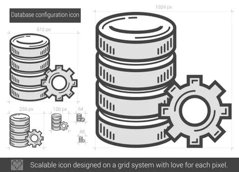Database configuration line icon Illustrazione stock