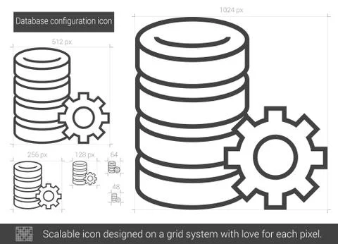 Database configuration line icon. Illustrazione stock