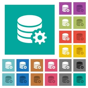 Database configuration square flat multi colored icons Ilustración de archivo