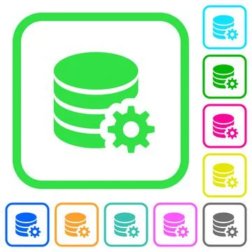 Database configuration vivid colored flat icons icons Stock Illustration