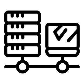 Database connecting to laptop via network cable, data transfer and storage 스톡 일러스트
