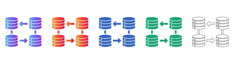 Database Connection Icon Set Stock Illustration