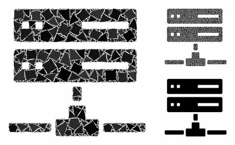 Database connection Mosaic Icon of Uneven Parts Stock Illustration