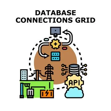 Database connections grid concept illustration Stock Illustration