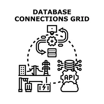 Database connections grid concept illustration Stock Illustration