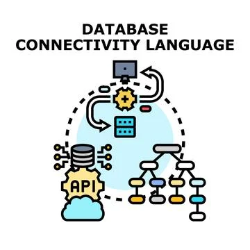 Database connectivity language vector concept illustration Stock Illustration