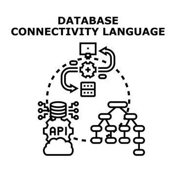 Database connectivity language vector concept illustration Stock Illustration