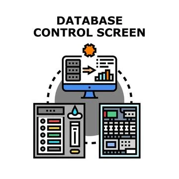 Database control screen managing information system settings Stockillustratie