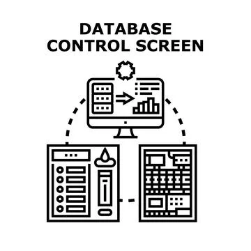 Database control screen managing information system settings Illustrazione stock