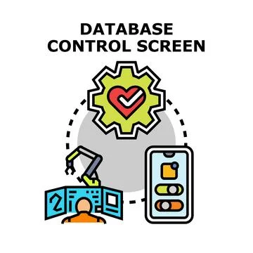 Database control screen managing system data administration 库存插图