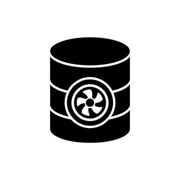 Database Cooling System Black Filled Style Icon Illustrazione stock