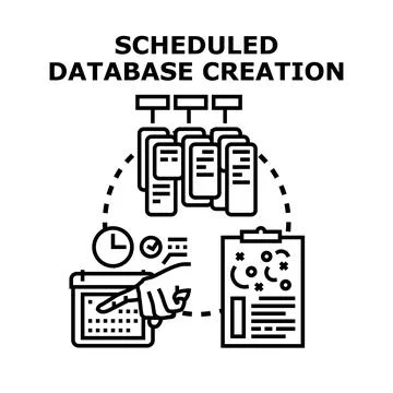 Database creation scheduling planning concept vector Stock Illustration
