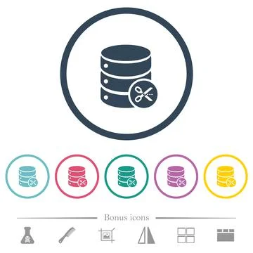 Database cut flat color icons in round outlines Stock Illustration