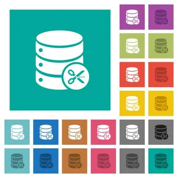 Database cut square flat multi colored icons Ilustración de archivo