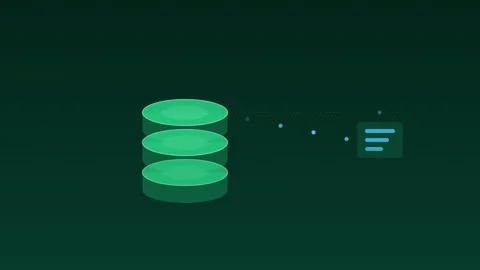 Database cylinders queries flowing jade cloud loop Stock Footage 342612308