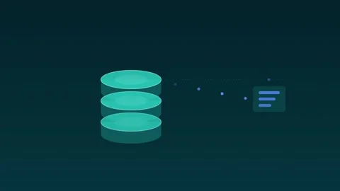 Database cylinders queries flowing lagoon cloud loop Vídeo Stock 342612303