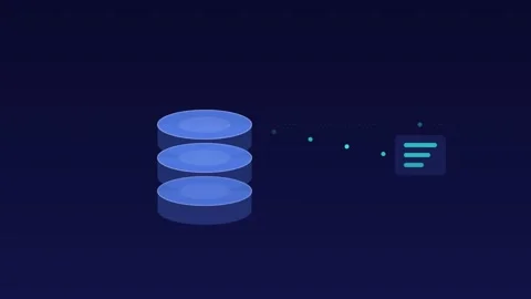 Database cylinders queries flowing neon cloud loop Vídeo Stock 342612284