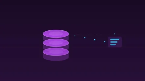 Database cylinders queries flowing orchid cloud loop Stock Footage 342612277