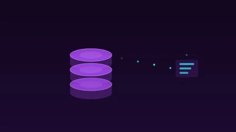 Database cylinders queries flowing plum cloud loop 動画素材 342612288