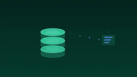Database cylinders queries flowing seafoam cloud loop Stock Footage 342612286