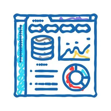 Database dashboard icon doodle illustration Stock Illustration