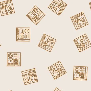 Database dashboard line seamless pattern Illustrazione stock