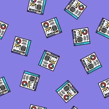 Database dashboard vector seamless pattern Illustrazione stock
