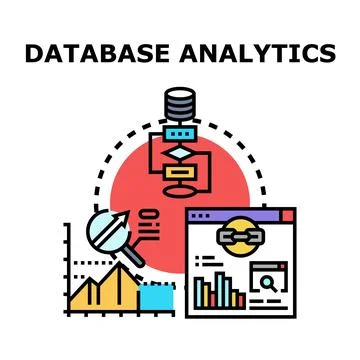Database data analytics processing and extracting insights Stock Illustration