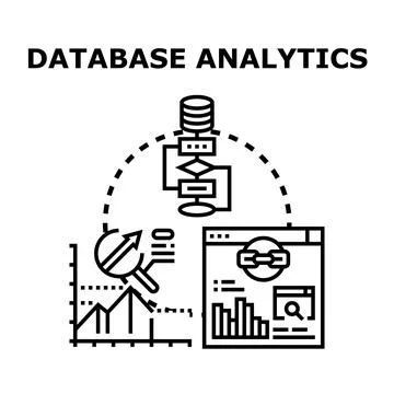 Database data analytics processing and extracting insights Stock Illustration
