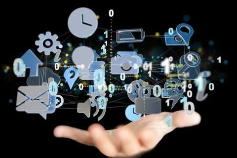 Database data Cloud technology. Integrated digital web concept background Stock Photos