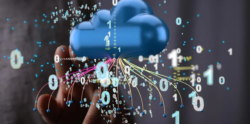 Database data Cloud technology. Integrated digital web concept background Stock Photos