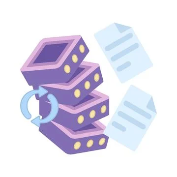 Database data recovery concepts. Document management. Data archiving. Stock Illustration