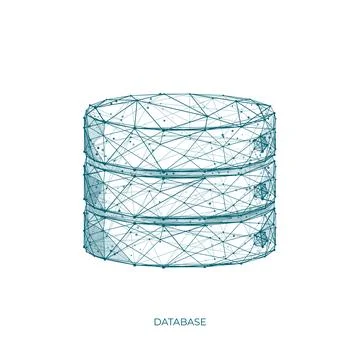Database. Data server technology polygonal vector on white background. Stock Illustration