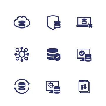 Database, data storage and security icons イラスト素材