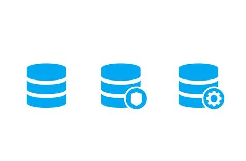 Database, data storage icons on white Stock Illustration