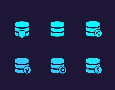 Database, data storage vector icons set イラスト素材