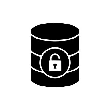 Database Decryption Security Black Filled Style Icon Stock Illustration