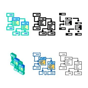 Database design variety color icon vector Stock Illustration