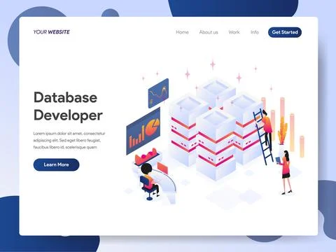 Database Developer banner of landing page Stock Illustration