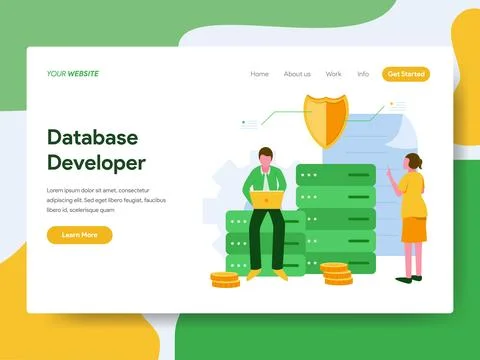 Database Developer Illustration Concept. Landing page Stock Illustration