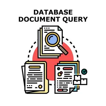 Database document query analyzing information processing concept Stock Illustration