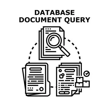 Database document query analyzing information processing concept Stock Illustration
